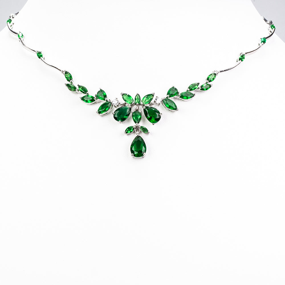 Zestaw pozłacane z zielonym kryształem emporia® ( Naszyjnik+Kolczyki )