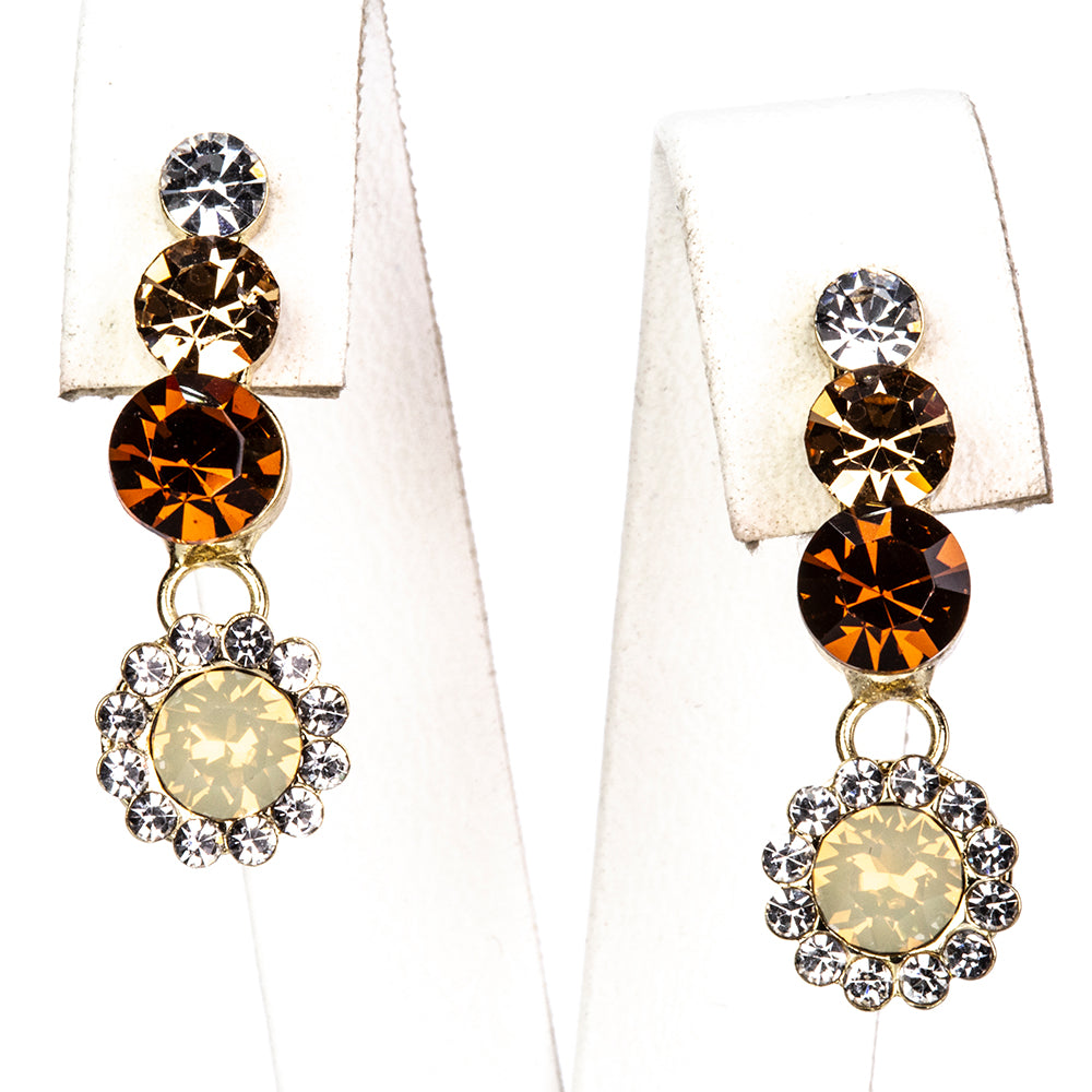 Zestaw pozłacane ze szklaną perłą i białym kryształem emporia® ( Naszyjnik+Kolczyki )