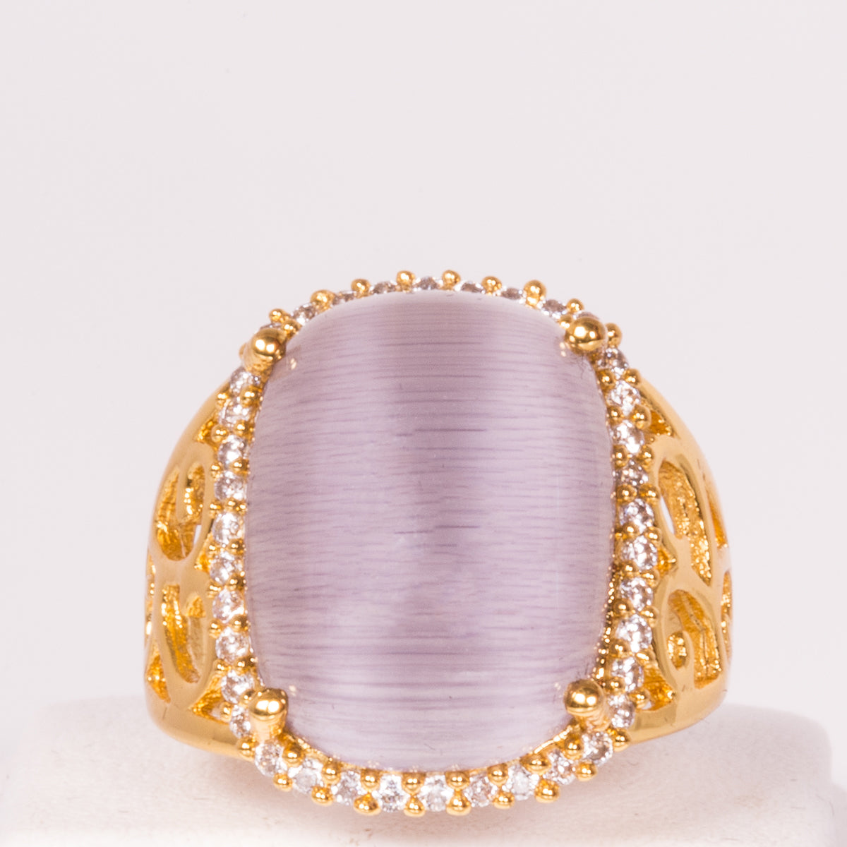 Pierścionek pozłacany z białym kryształem emporia®