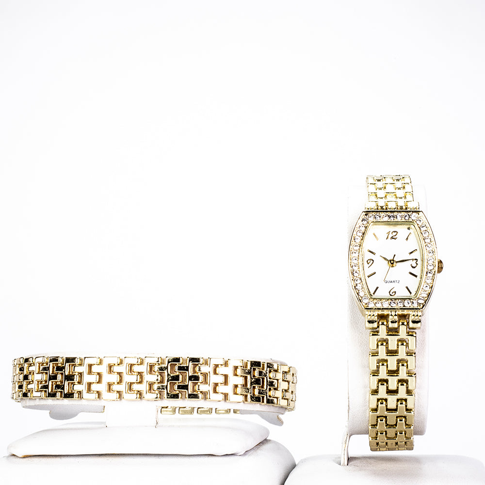 Zestaw pozłacane z białym kryształem emporia® ( Bransoletka )