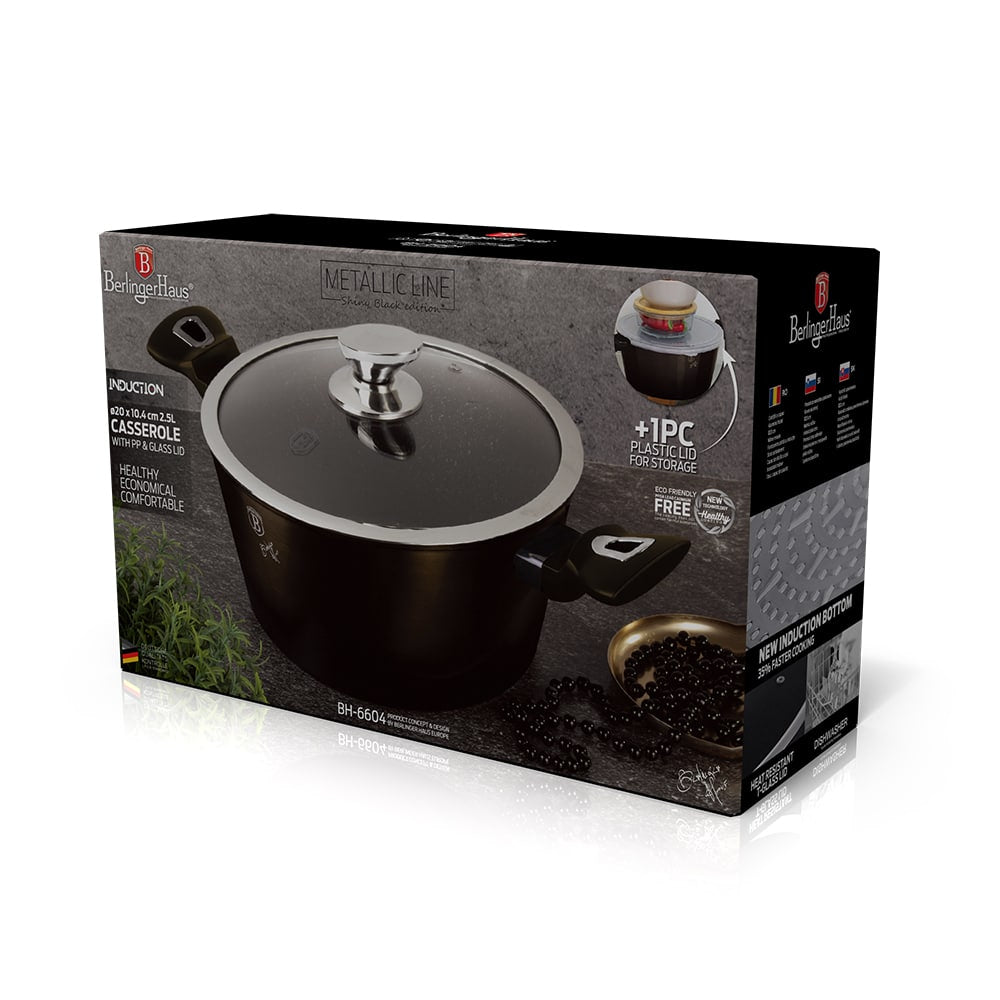 Berlinger Haus Metallic Line Shiny Black Edition Zapiekanka z pokrywką (2,5 L)