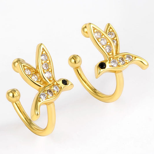 Kolczyki pozłacane z białym kryształem emporia® i czarnym kryształem emporia®