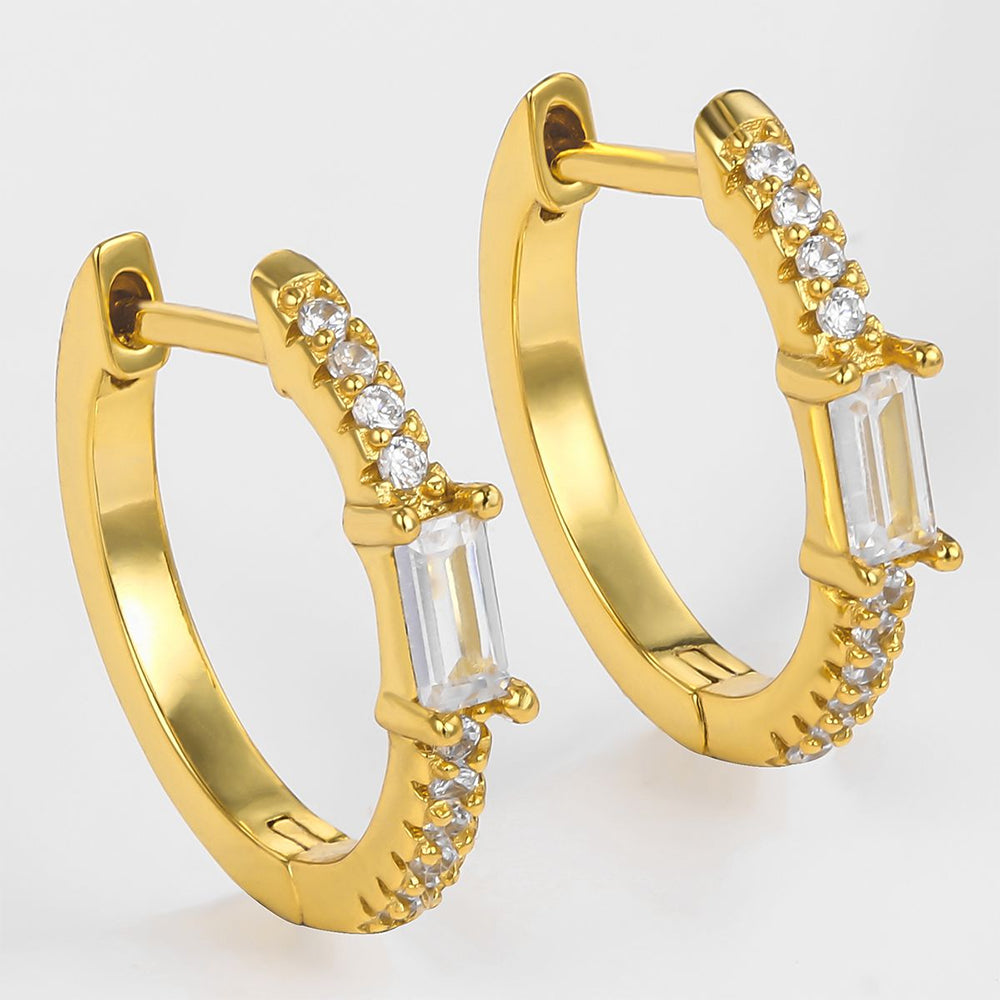 Kolczyki pozłacane z białym kryształem emporia®