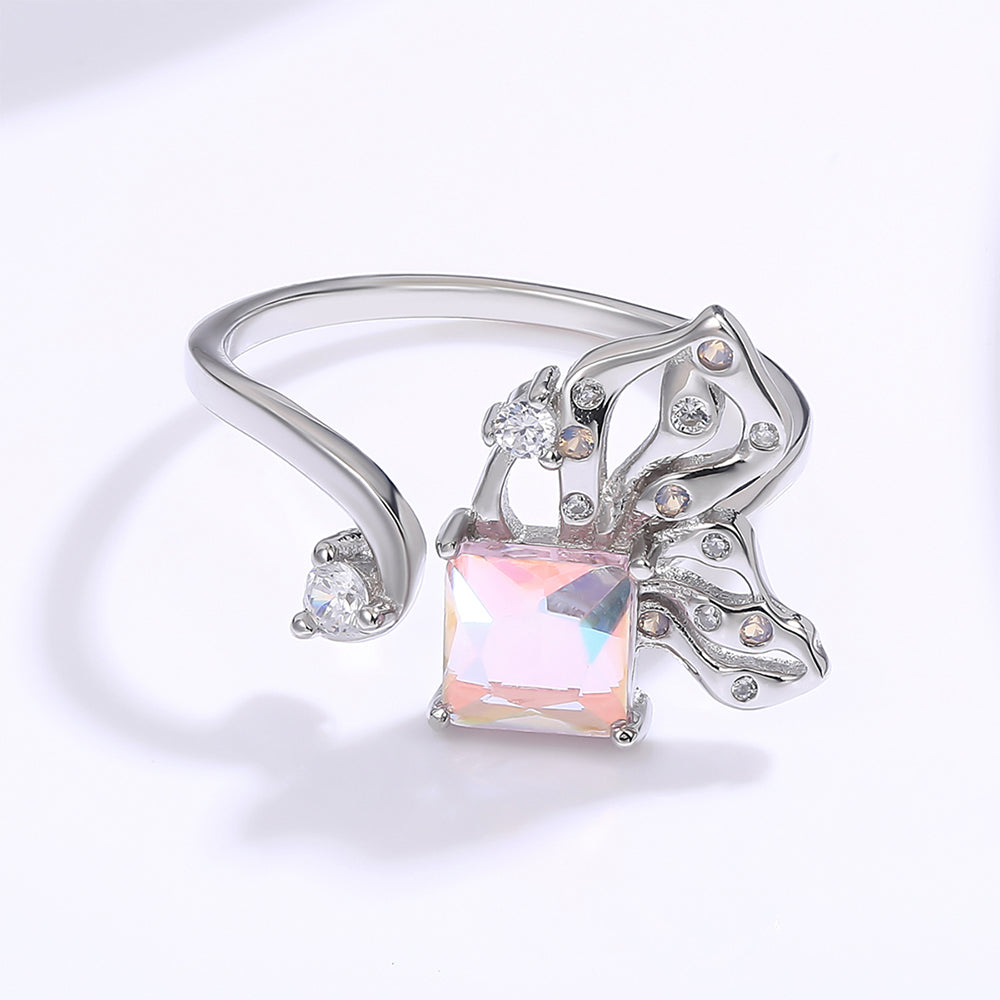 Pierścionek pozłacany z różowym kryształem emporia®