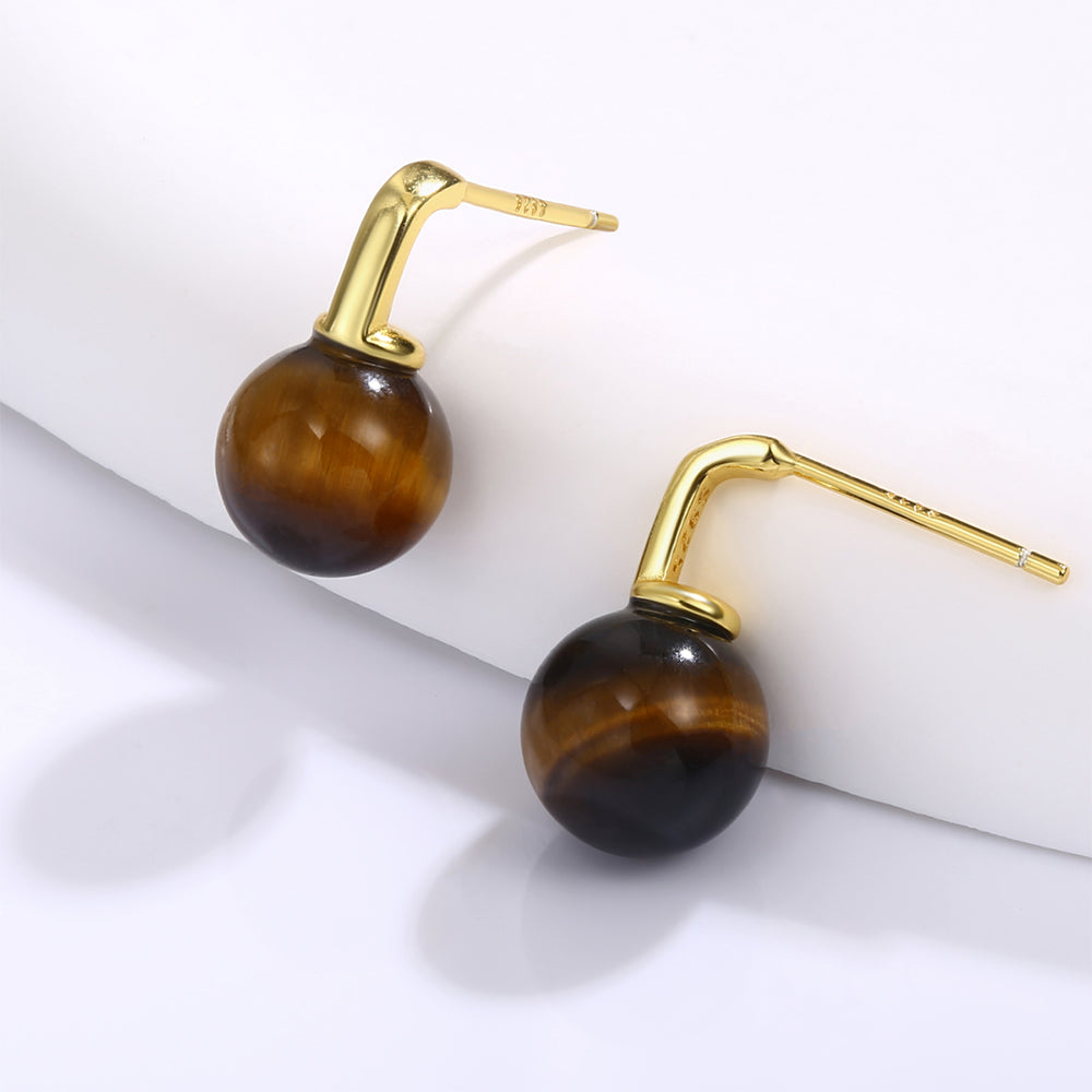 Kolczyki pozłacane z brązowym kryształem emporia®