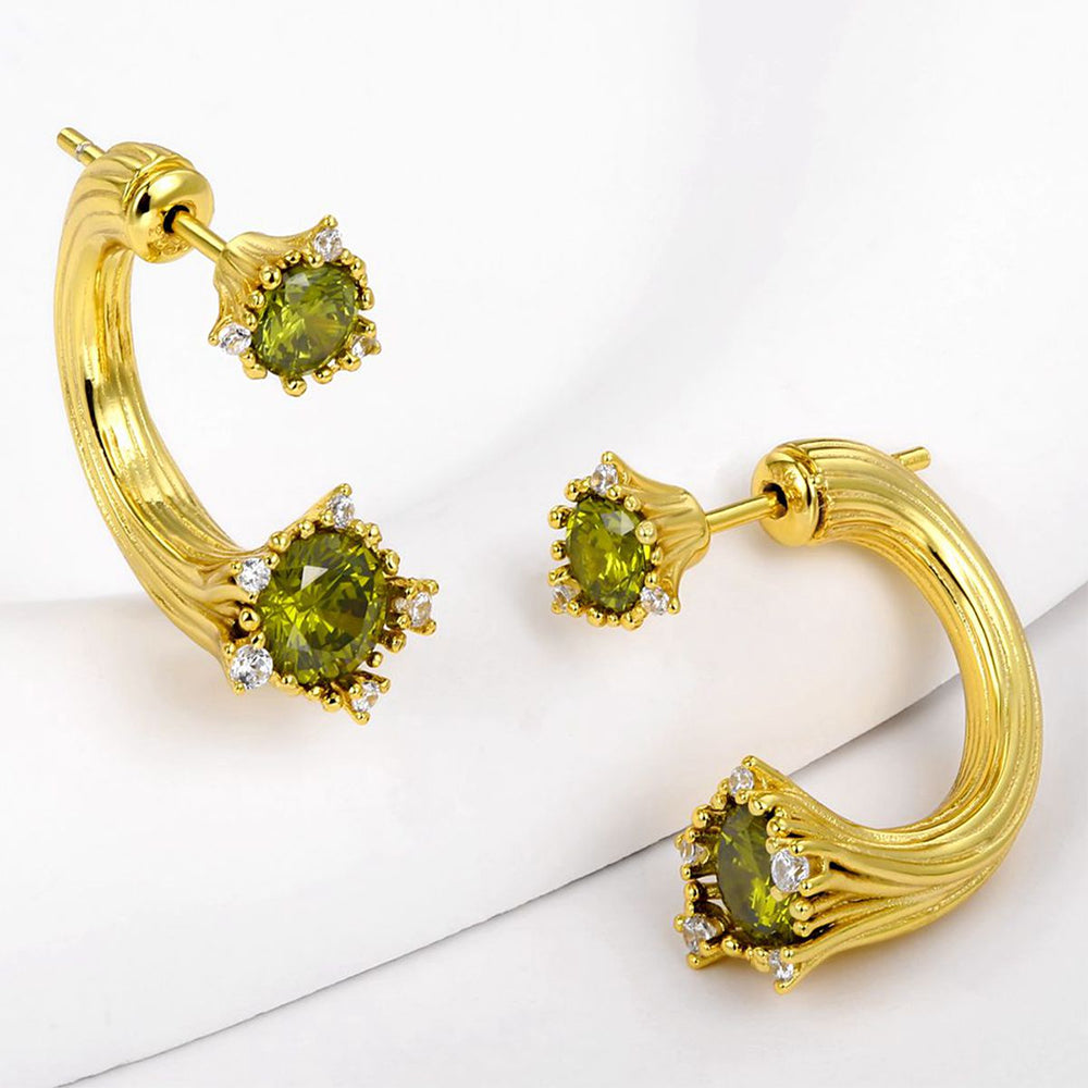 Kolczyki pozłacane z zielonym kryształem emporia®