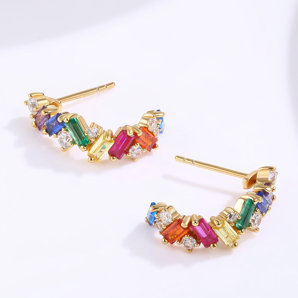 Kolczyki pozłacane z czerwonym kryształem emporia® i zielonym kryształem emporia®