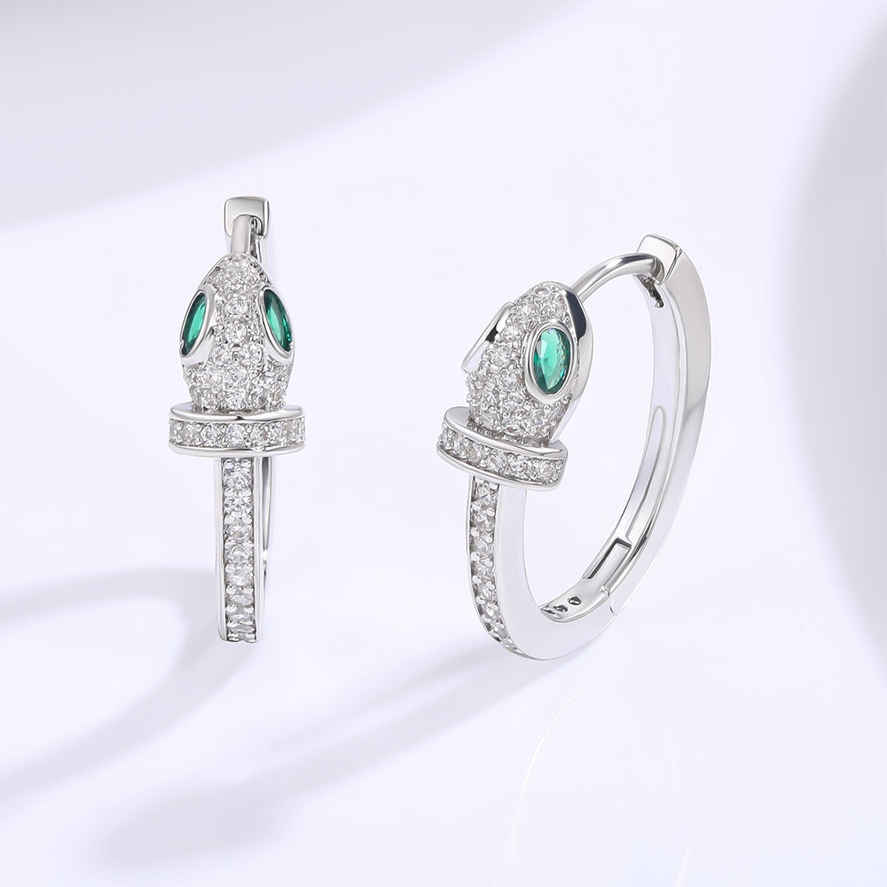 Kolczyki pozłacane z zielonym kryształem emporia® i białym kryształem emporia®