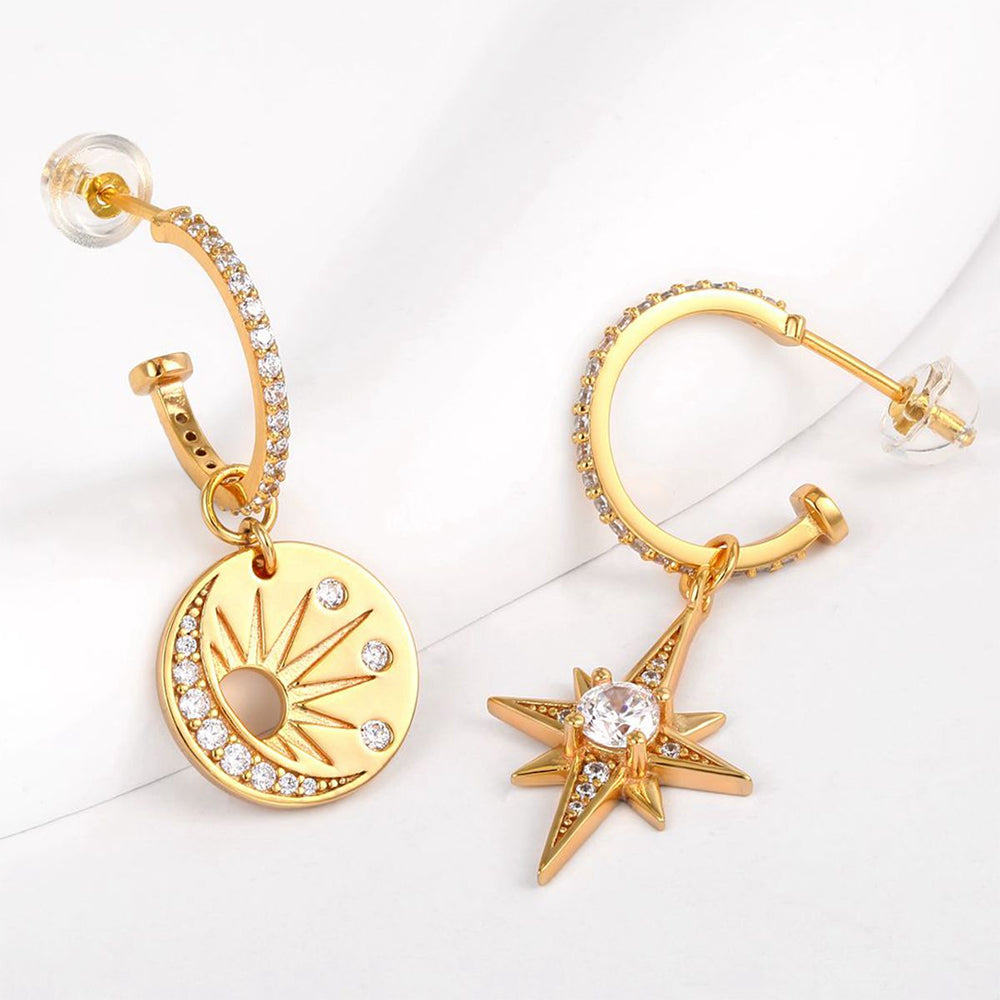 Kolczyki pozłacane z białym kryształem emporia®