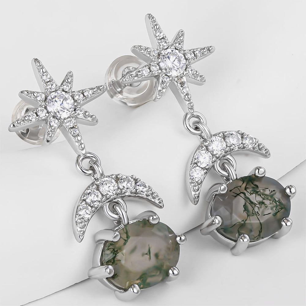 Kolczyki pozłacane z zielonym kryształem emporia® i białym kryształem emporia®