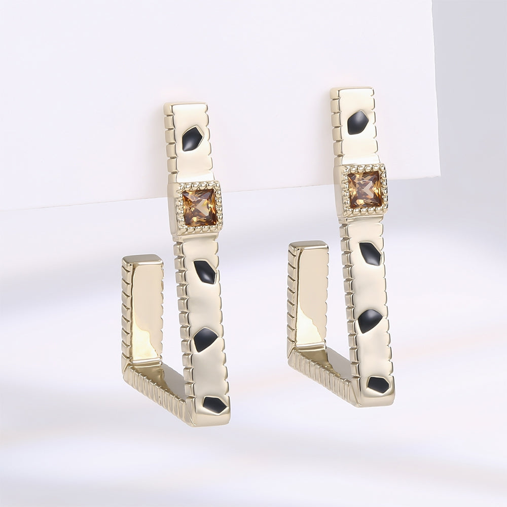 Kolczyki pozłacane z brązowym kryształem emporia®