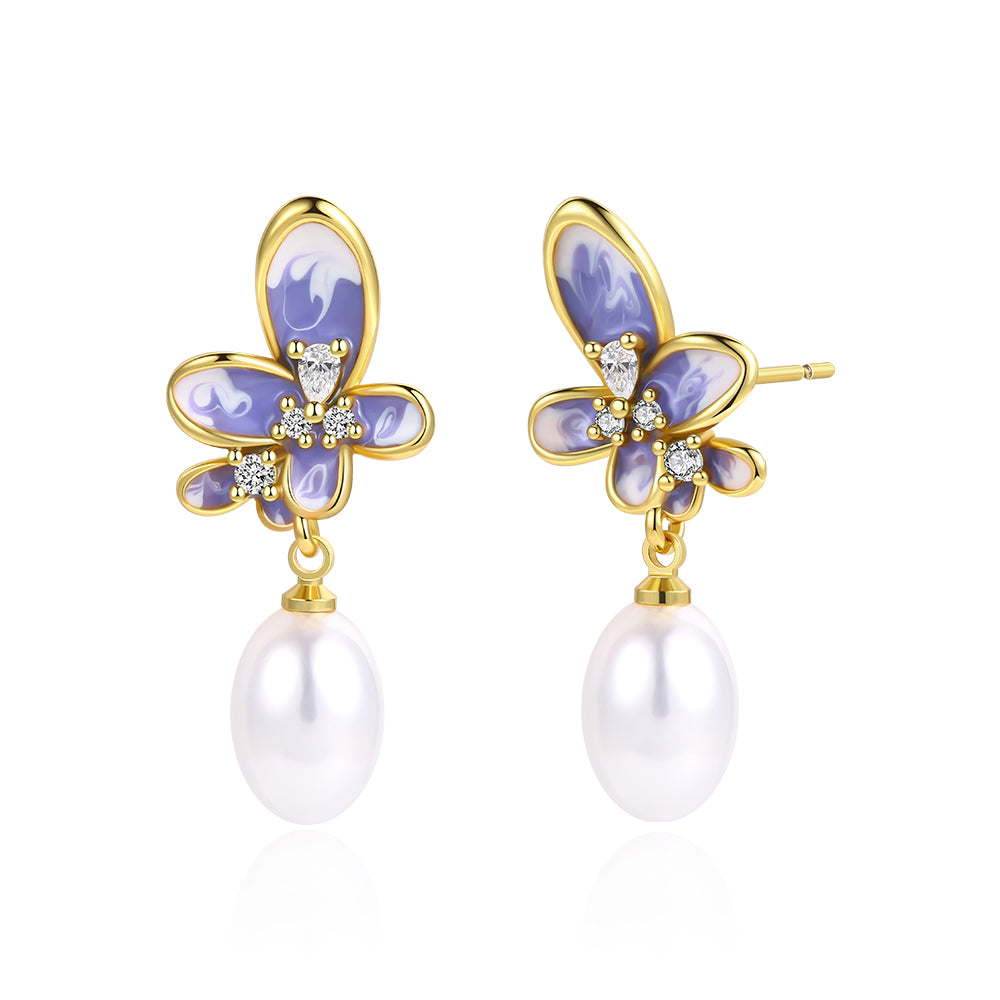 Kolczyki pozłacane z niebieskim kryształem emporia®