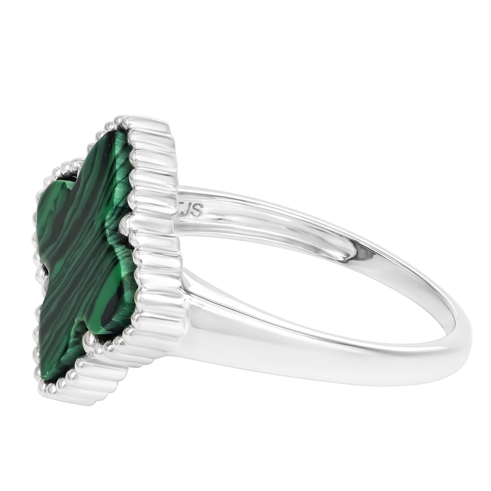 Pierścionek ze srebra próby 925 z malachitem