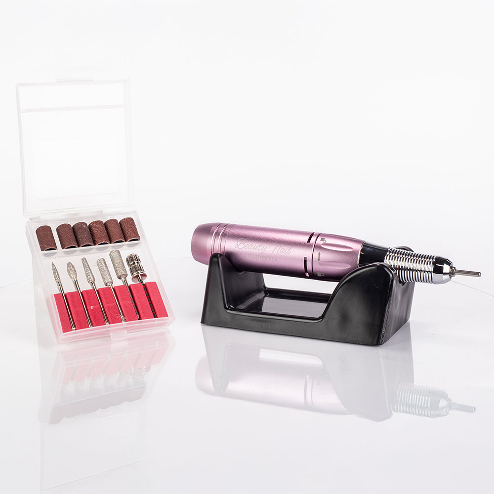 Emporia Beauty Nail Professional Pilnik do paznokci z wymiennymi główkami – różowy