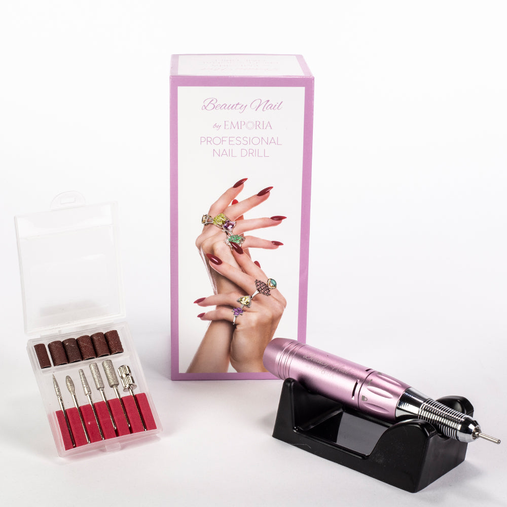 Emporia Beauty Nail Professional Pilnik do paznokci z wymiennymi główkami – różowy