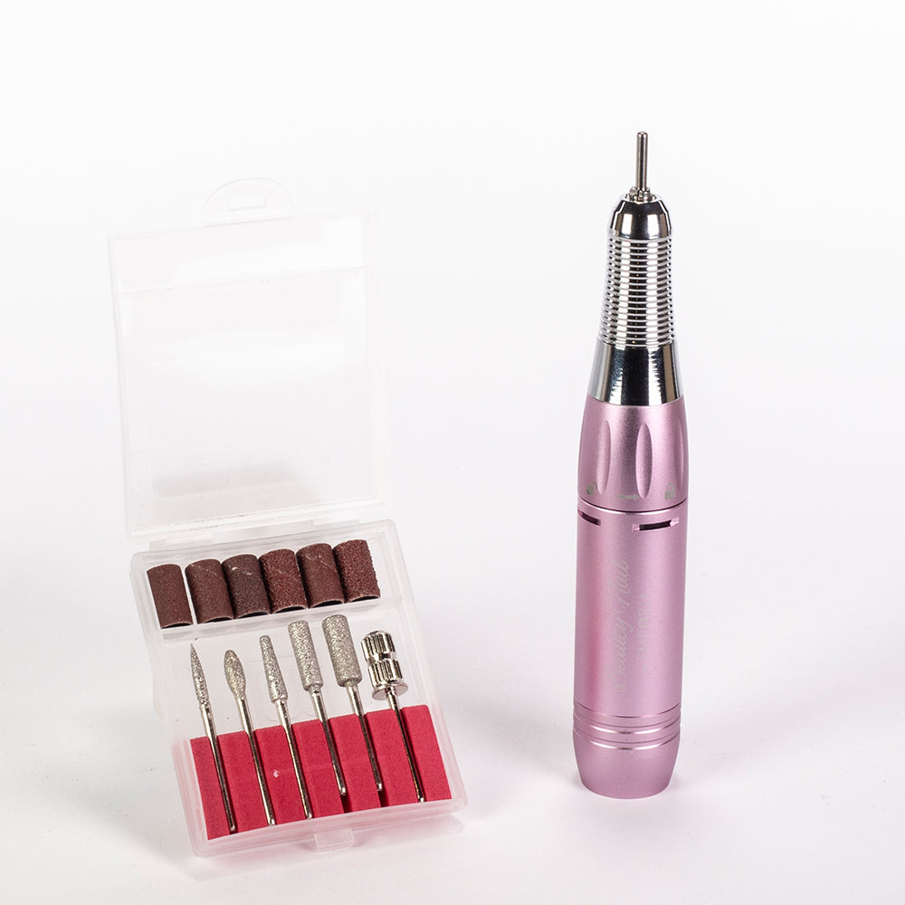Emporia Beauty Nail Professional Pilnik do paznokci z wymiennymi główkami – różowy