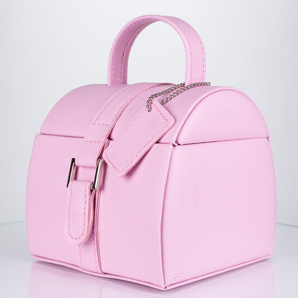 Pudełko na biżuterię z lusterkiem, różowe