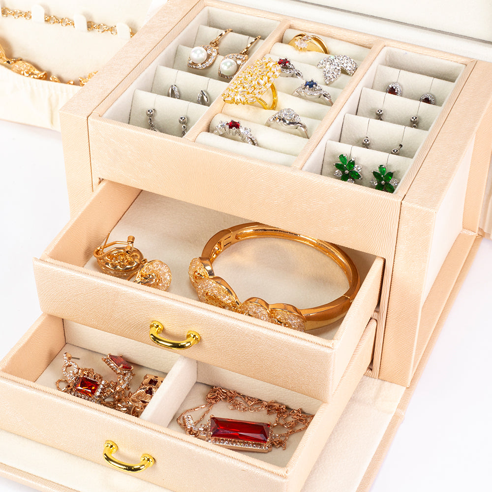 Pudełko na biżuterię z lusterkiem, białe