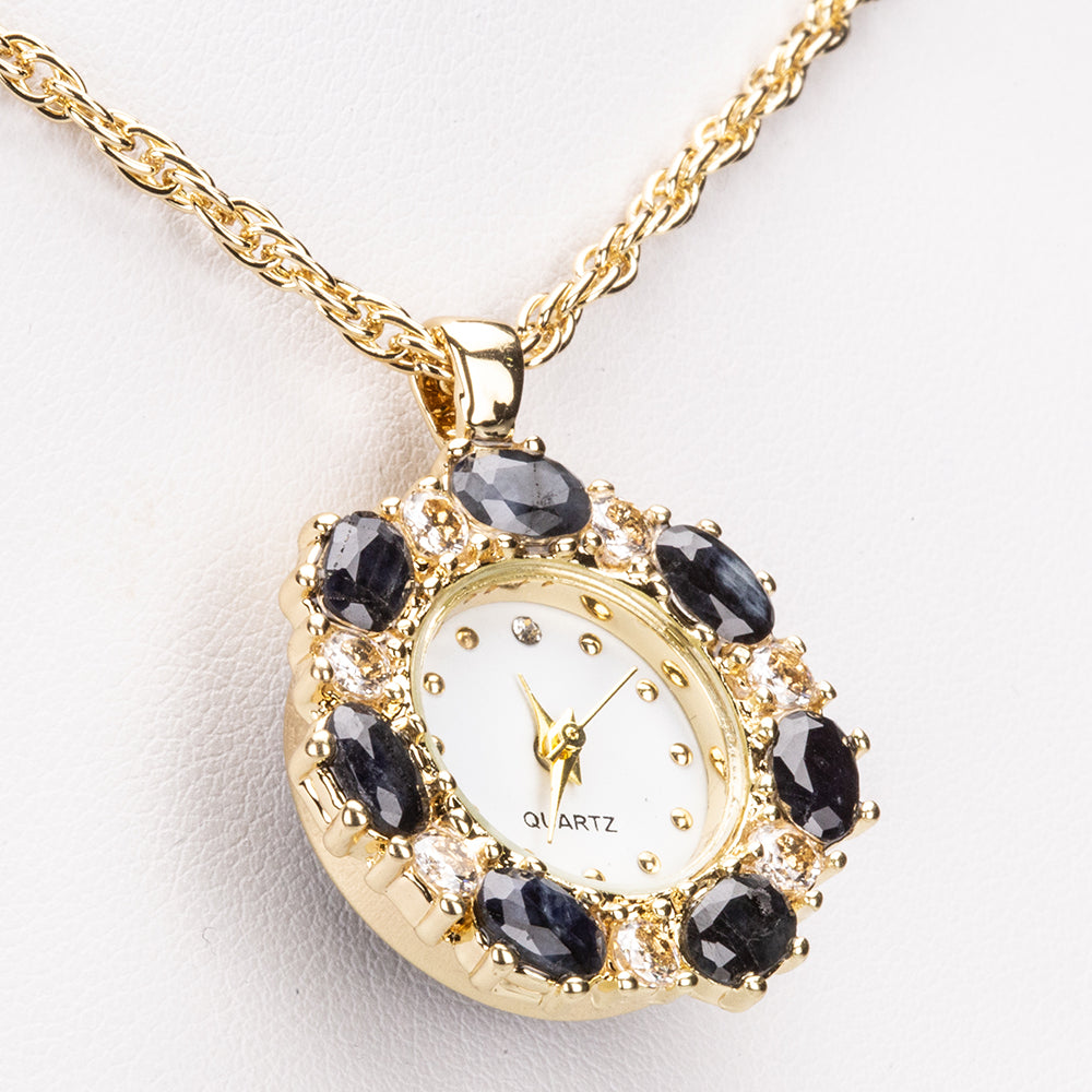 Naszyjnik pozłacany z szafirem i białym kryształem emporia®