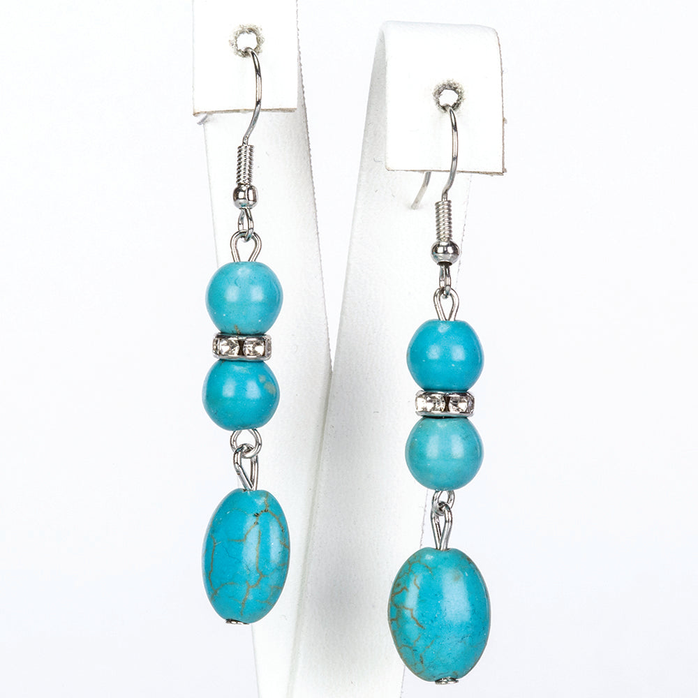 Zestaw pozłacane z turkusem ( Naszyjnik+Kolczyki+Bransoletka )