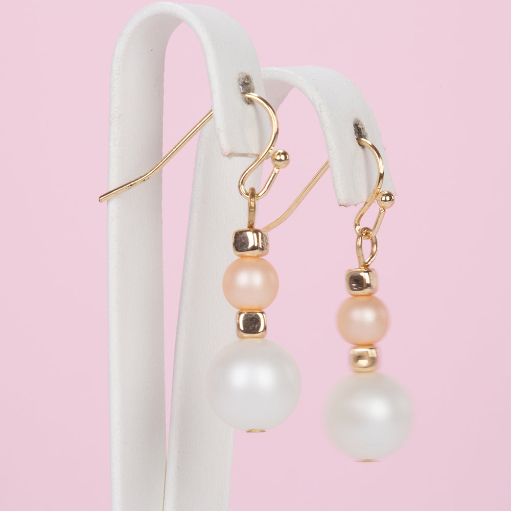 Zestaw pozłacane ze szklaną perłą ( Naszyjnik+Kolczyki+Bransoletka )