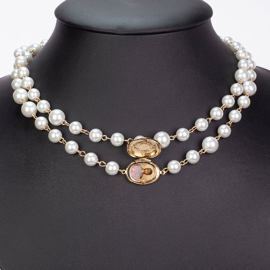 Naszyjnik pozłacany ze szklaną perłą