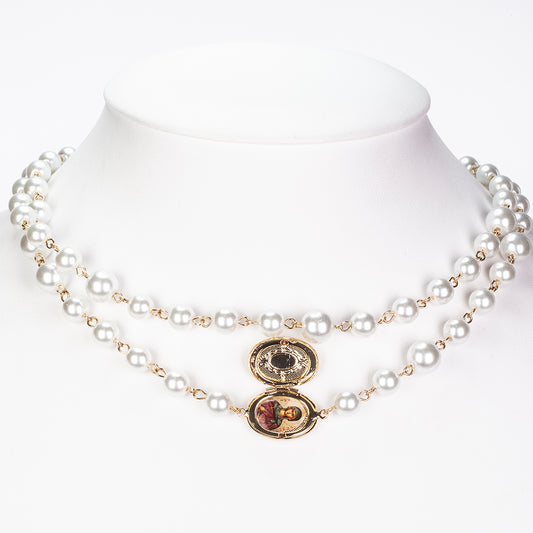 Naszyjnik pozłacany ze szklaną perłą