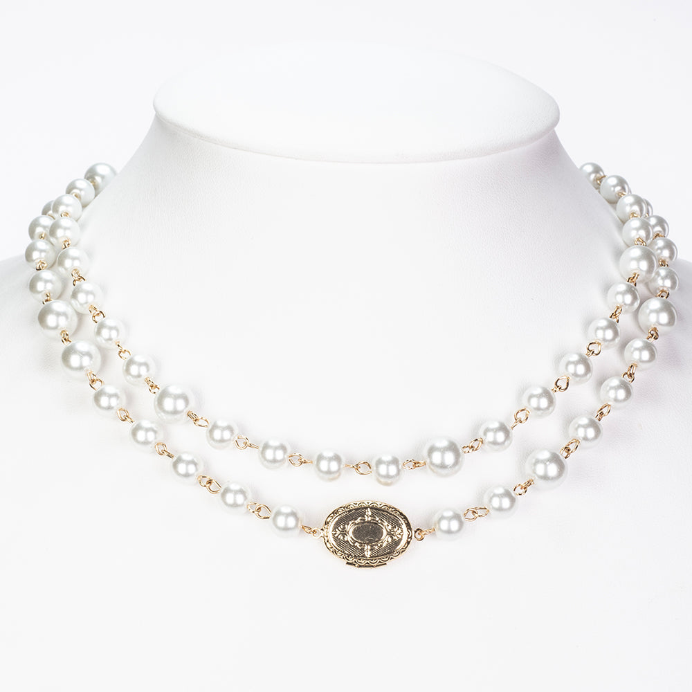 Naszyjnik pozłacany ze szklaną perłą