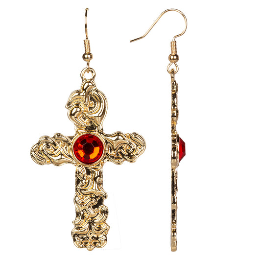 Zestaw pozłacane z czerwonym kryształem emporia® i białym kryształem emporia® ( Naszyjnik+Kolczyki+Zawieszka )