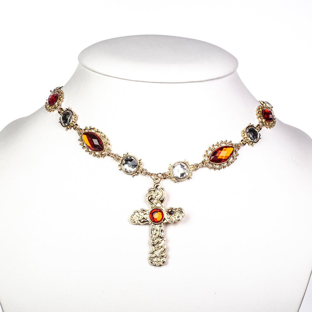 Zestaw pozłacane z czerwonym kryształem emporia® i białym kryształem emporia® ( Naszyjnik+Kolczyki+Zawieszka )