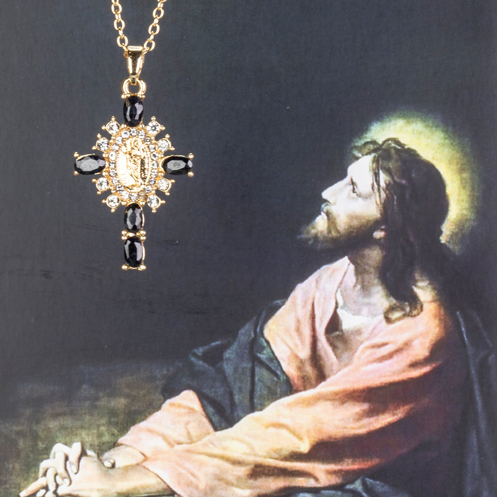 Naszyjnik pozłacany z szafirem i białym kryształem emporia® ( Naszyjnik+Zawieszka )