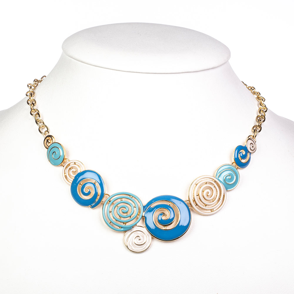 Zestaw pozłacane emaliowany ( Naszyjnik+Kolczyki )