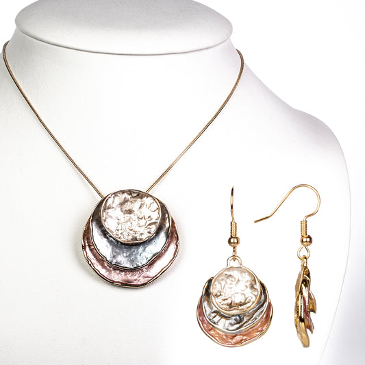 Zestaw pozłacane emaliowany ( Naszyjnik+Kolczyki+Zawieszka )