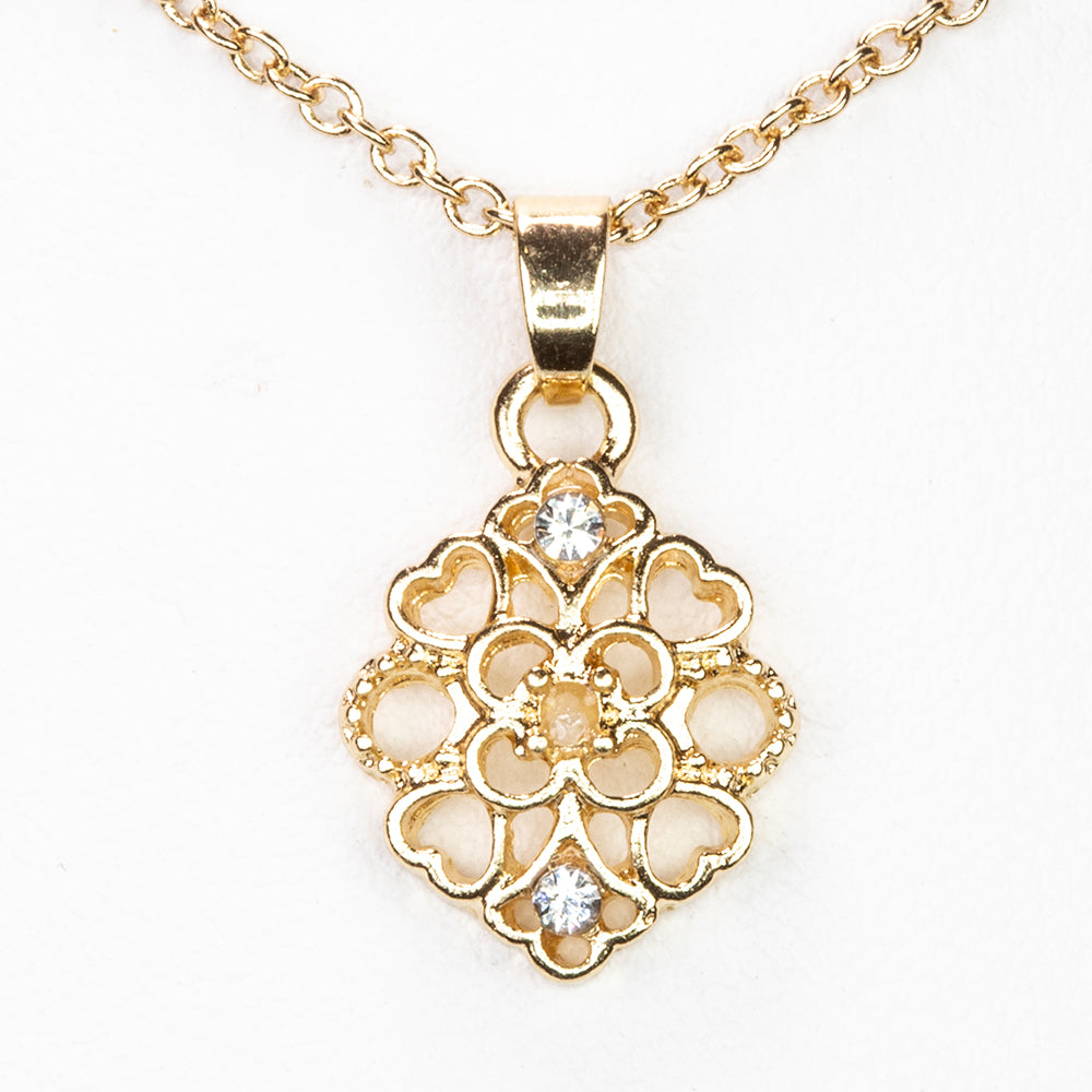 Naszyjnik pozłacany z białym diamentem i białym kryształem emporia® ( Naszyjnik+Zawieszka )