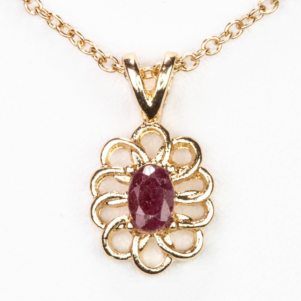 Naszyjnik pozłacany z rubinem i białym kryształem emporia® ( Naszyjnik+Zawieszka )