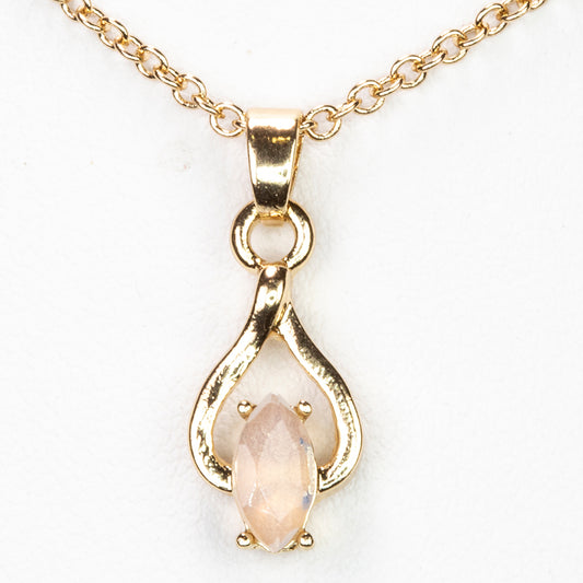 Naszyjnik pozłacany z opalem etiopskim i białym kryształem emporia® ( Naszyjnik+Zawieszka )