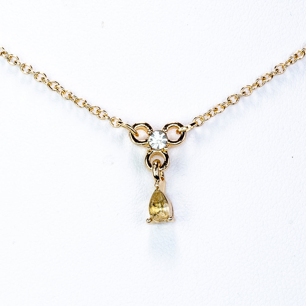 Naszyjnik pozłacany z białym kryształem emporia® ( Naszyjnik+Zawieszka )