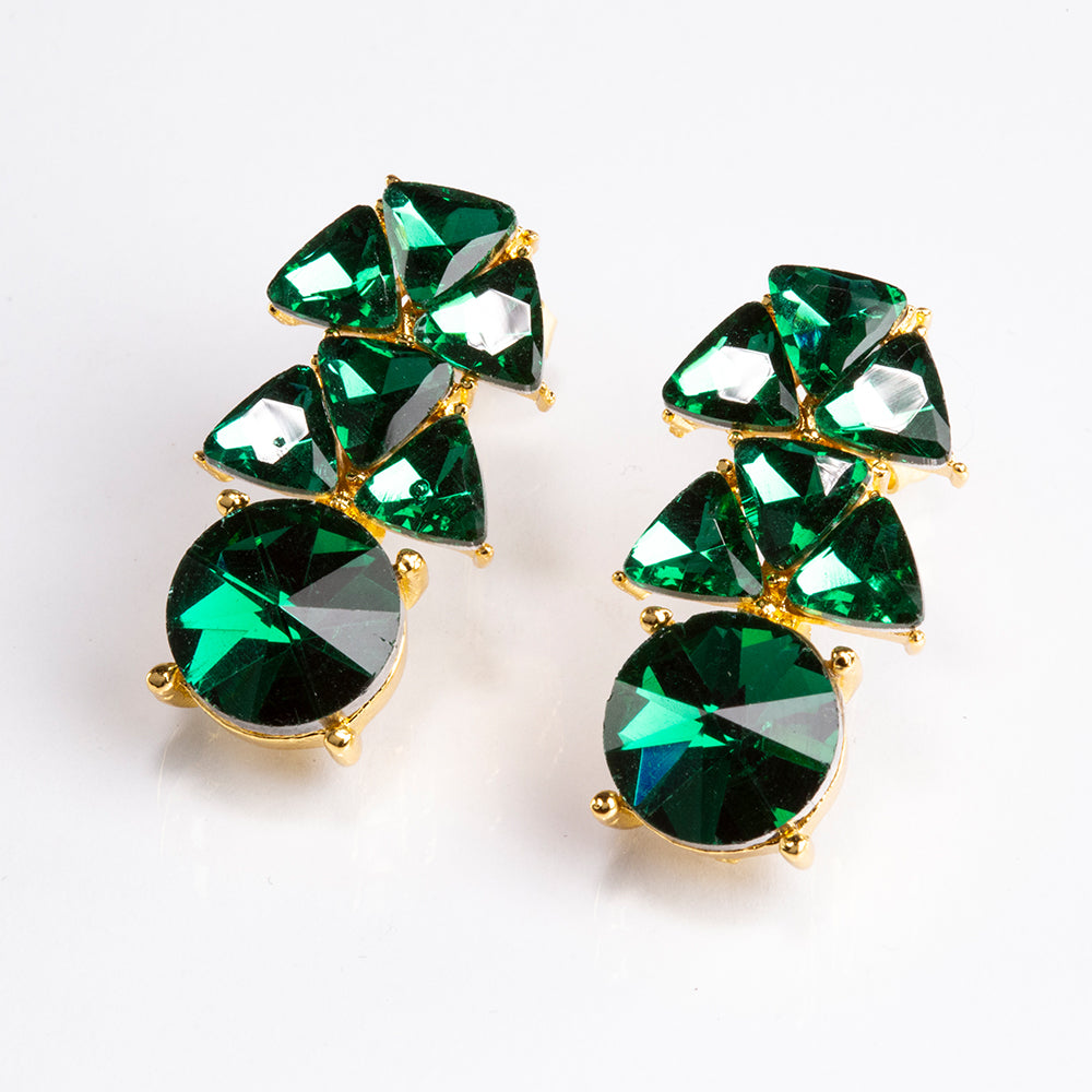 Zestaw pozłacane z zielonym kryształem emporia® ( Naszyjnik+Kolczyki )