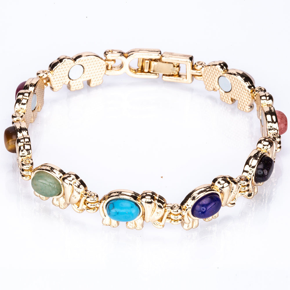 Bransoletka pozłacana z lapisem lazuli i turkusem
