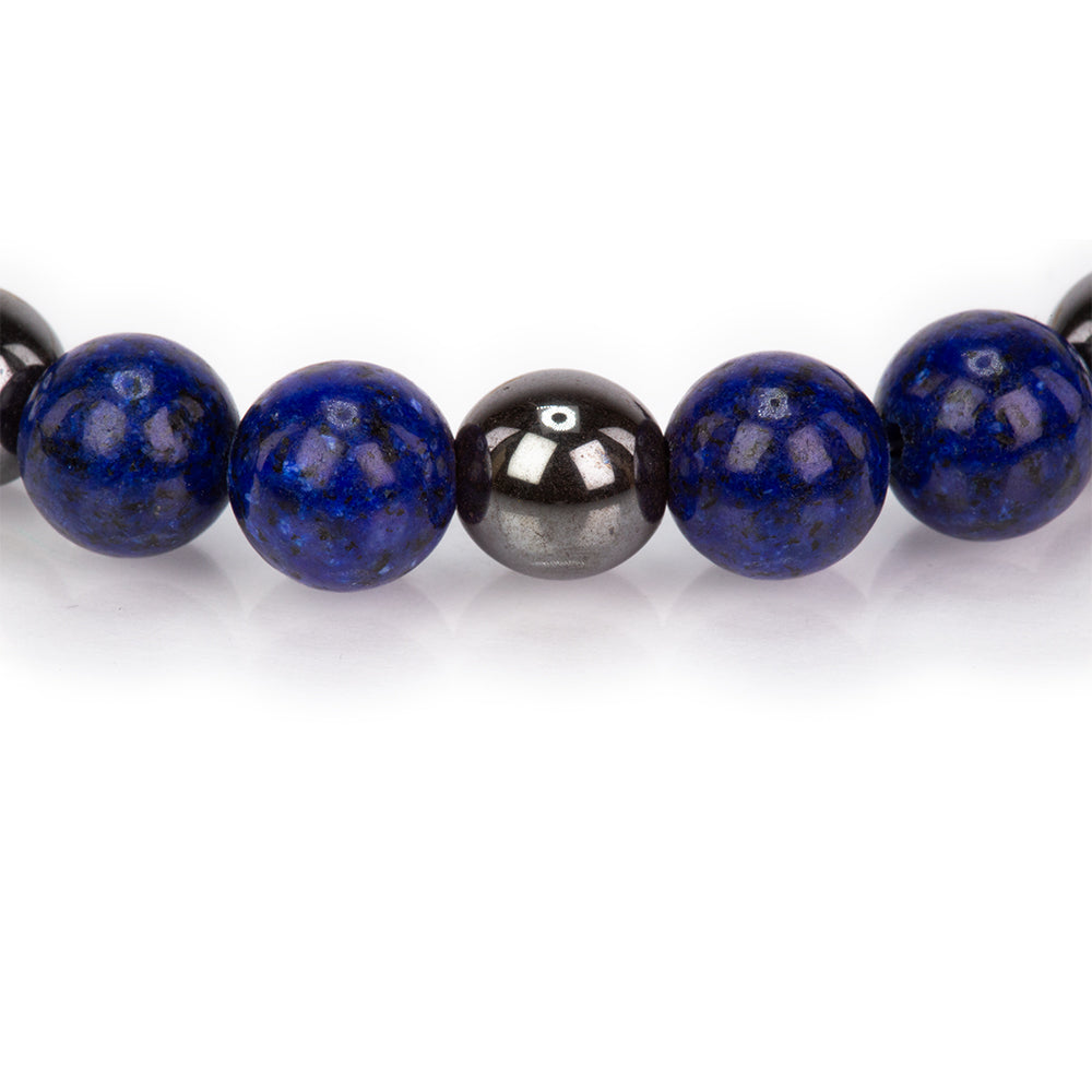 Bransoletka srebrna pozłacana z lapisem lazuli i hematytem