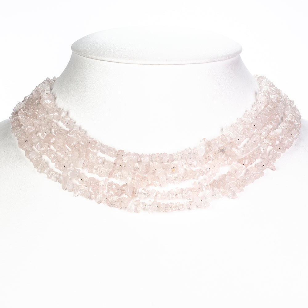 Naszyjnik bryłka z różanym kwarcem