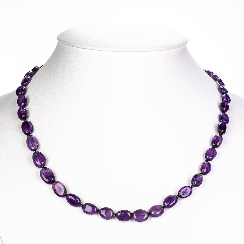 Naszyjnik bryłka z ametystem i czarnym spinelem