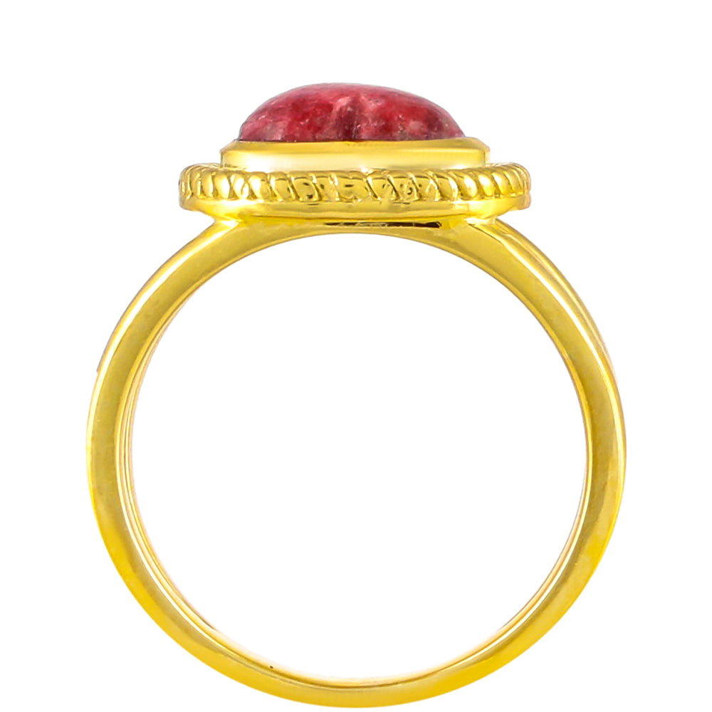 Pierścionek srebrny pozłacany z tulitem