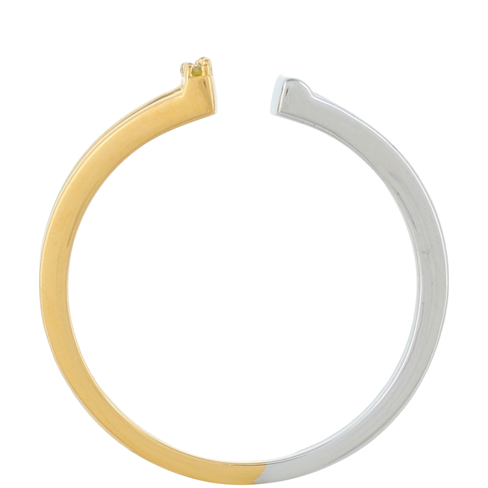 Pierścionek srebrny pozłacany srebra z zielonym diamentem Veronese