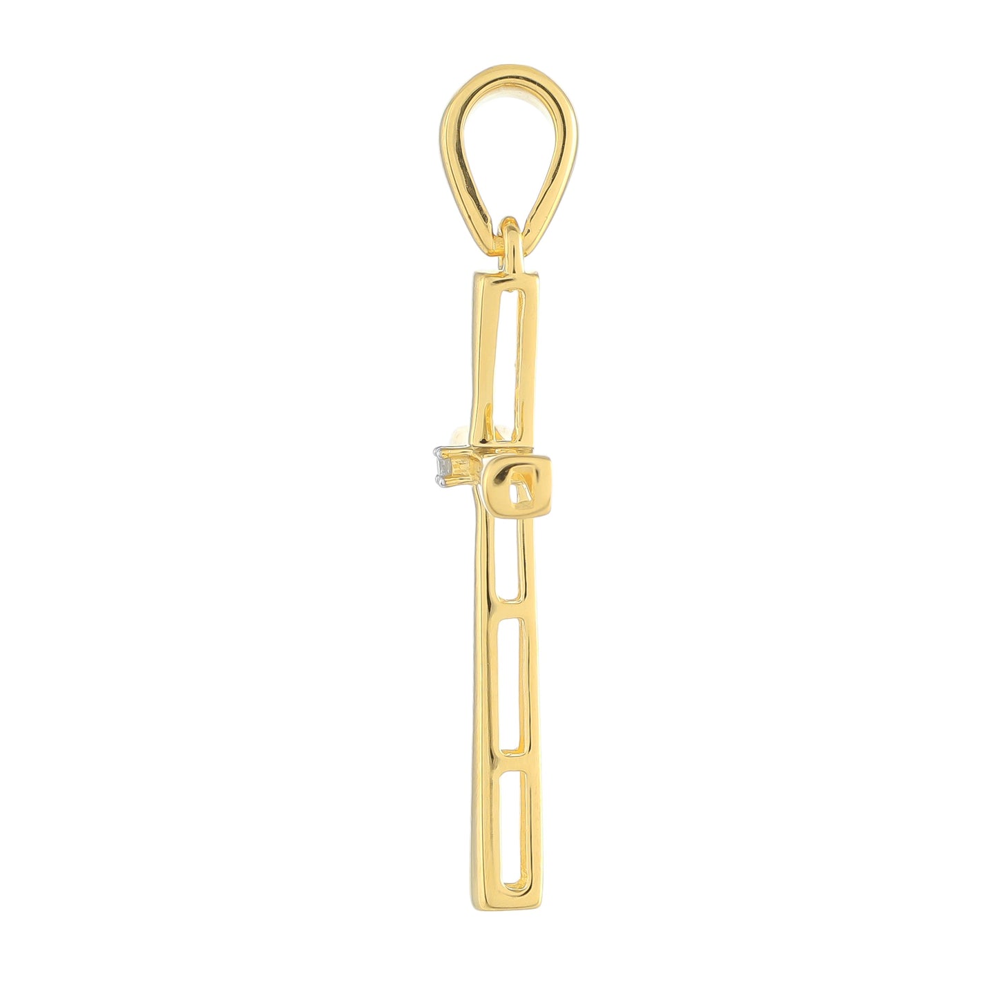 Zawieszka srebrna pozłacana z białym diamentem