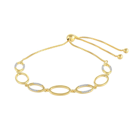 Bransoletka srebrna pozłacana z białym diamentem