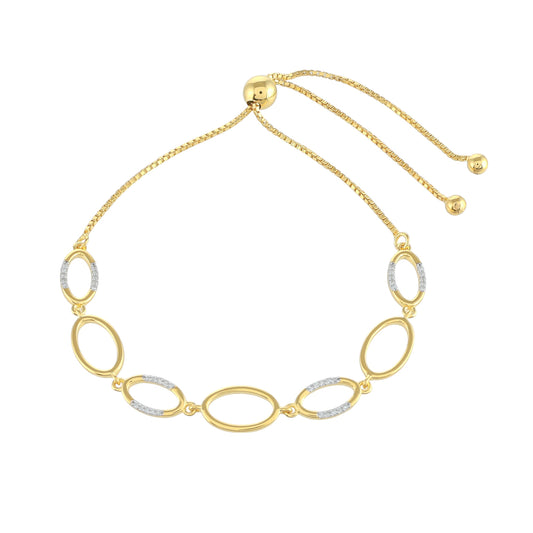 Bransoletka srebrna pozłacana z białym diamentem