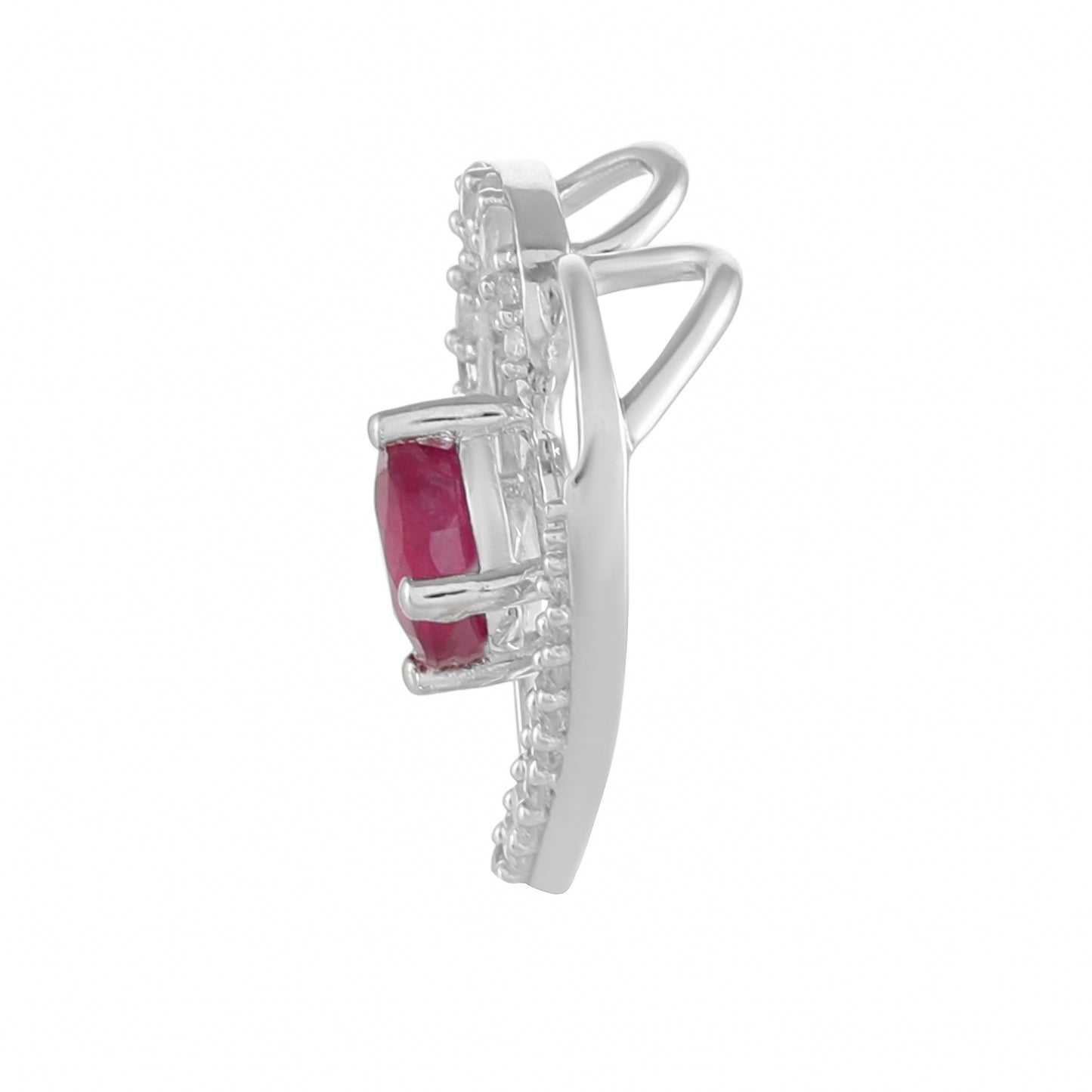 Zawieszka ze srebra próba 925 z tajskim rubinem i białym topazem