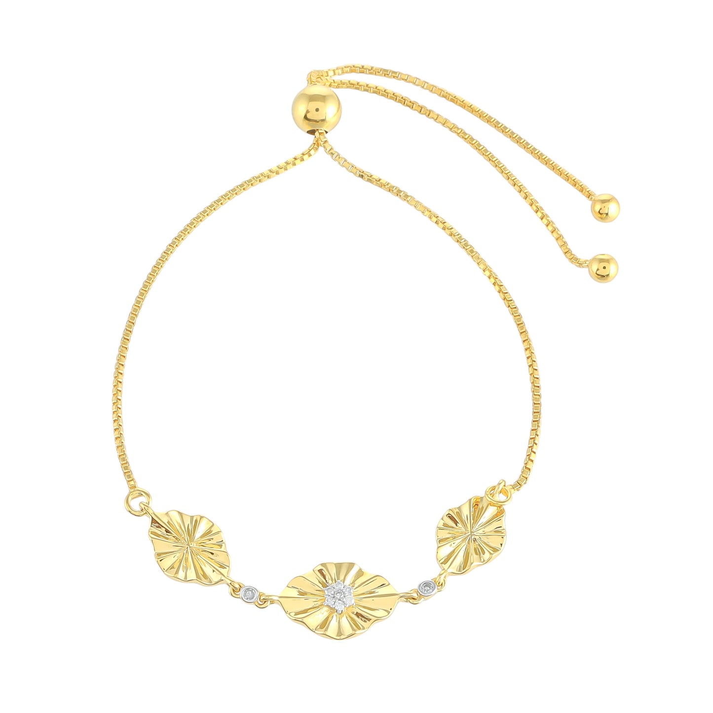 Bransoletka srebrna pozłacana z białym diamentem