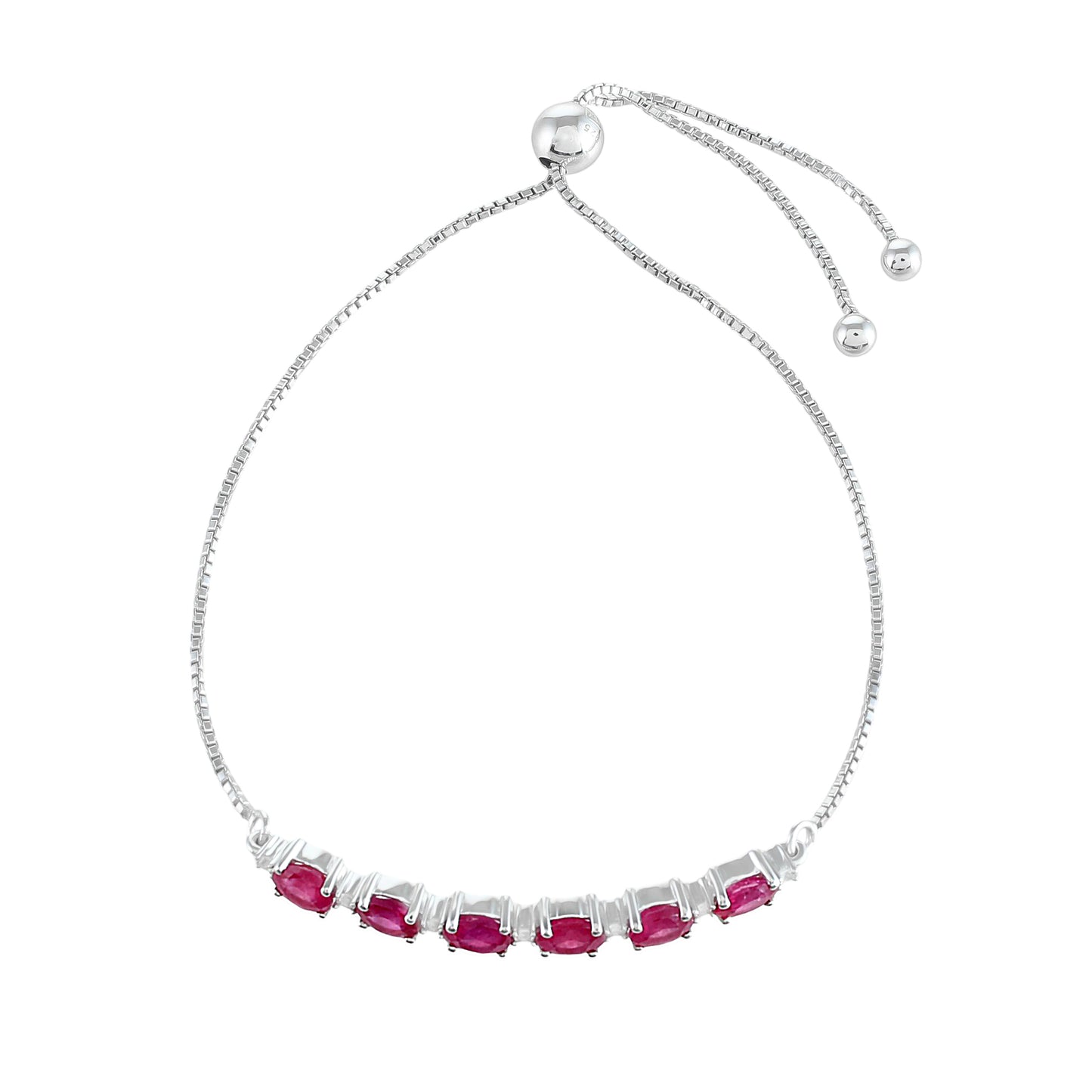 Bransoletka ze srebra próba 925 z tajskim rubinem i białym topazem